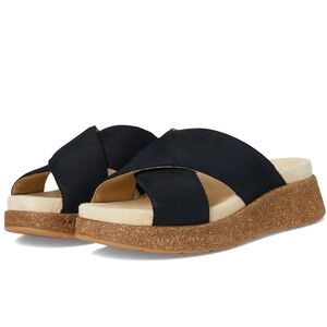 Dansko Bridget Platform Wedge Slide Sandals Black Suede Comfort Size 8 NWOB